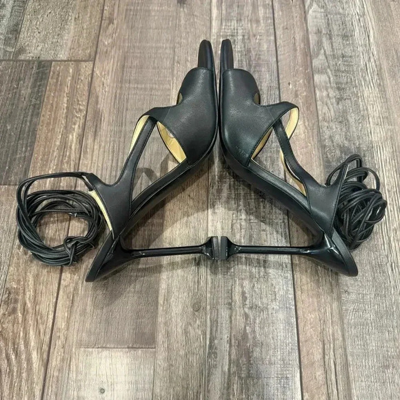 New GUESS Metallic Black Niko High Heel Lace up Wrap Gladiator Sandals 10M Party - Picture 5 of 7